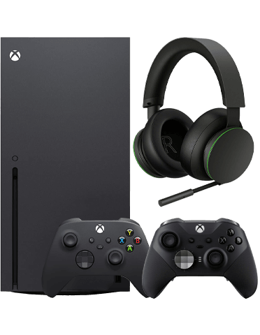 کنسول بازی مایکروسافت مدل XBox Series X به‌همراه هدست گیمینگ ایکس باکس مدل Wireless Headset و کنترلر ایکس‌باکس مدل Elite-Black