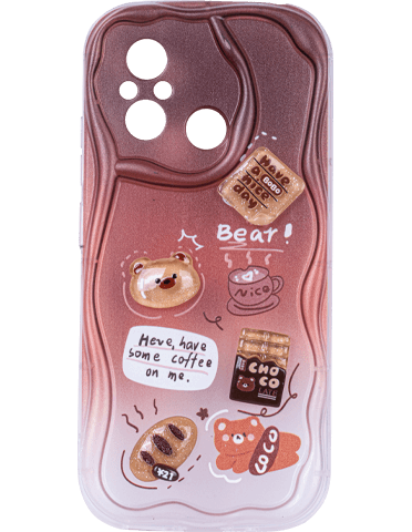 قاب گوشی شیائومی Redmi 12C عروسکی برجسته مدل Coffee