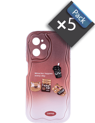 پک 5 عددی قاب گوشی شیائومی Poco X5 Pro عروسکی برجسته مدل Coffee