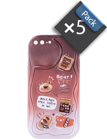 پک 5 عددی قاب گوشی آیفون 7plus / 8plus عروسکی برجسته مدل Coffee