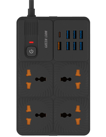 چند راهی برق گرین لاین مدل Power Socket 7 USB-A Port & 1 PD Port GNPS7UPDUKBK